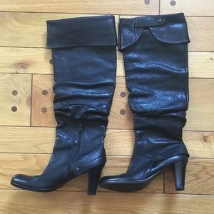 Vintage 90’s Diane B. Milano Black Leather Knee High Slouch Boots